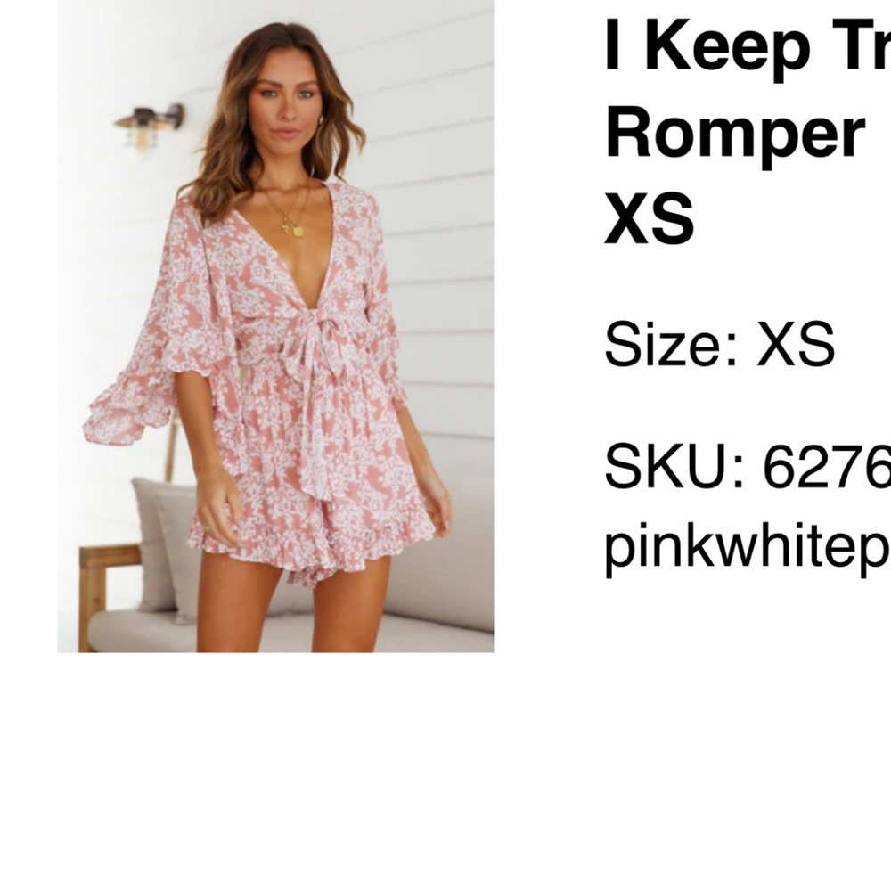 Hello Molly Pink and White Floral Romper